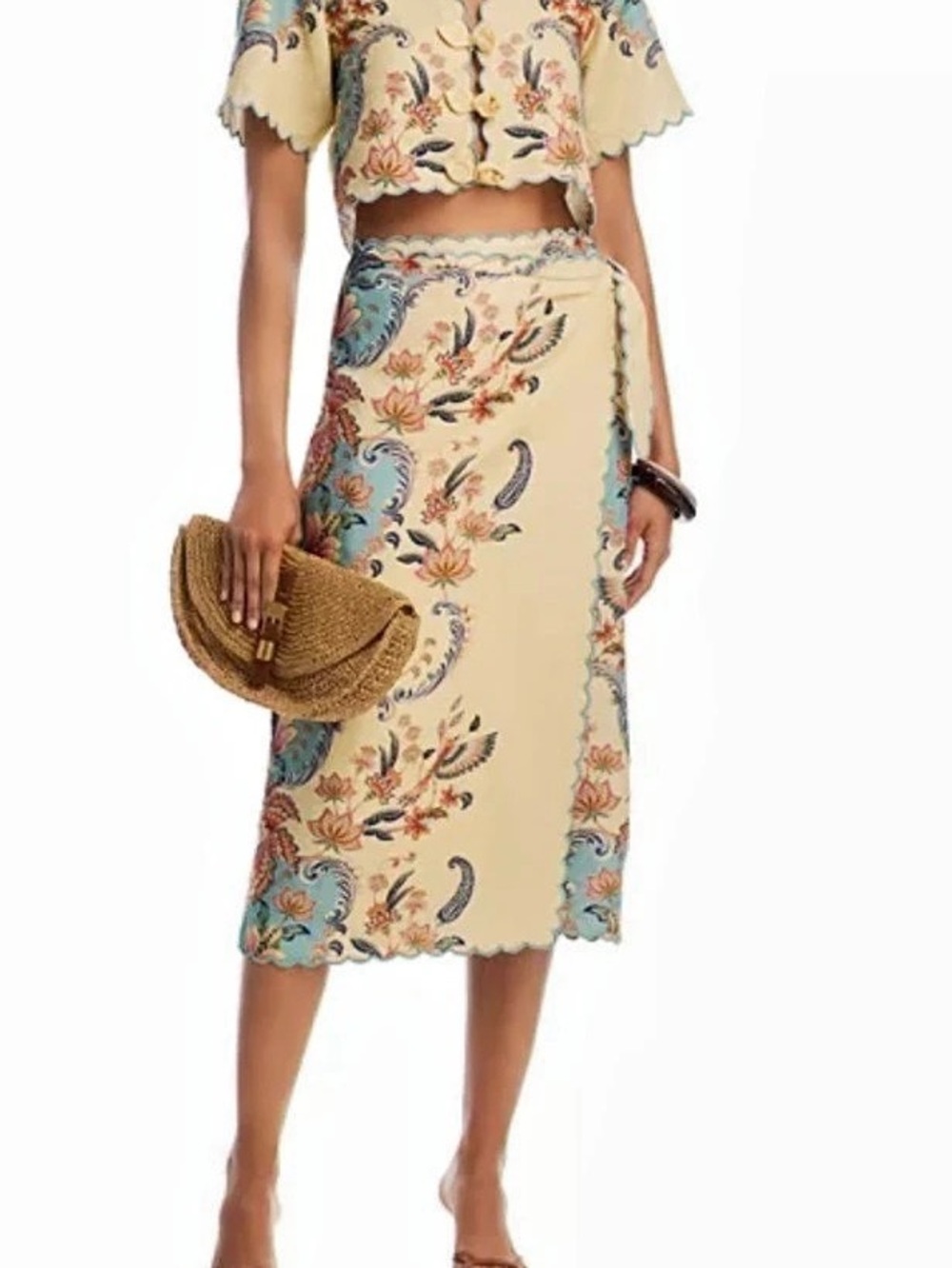 FARM Rio Boho Beauty Butter Midi Skirt Cream & Top Set